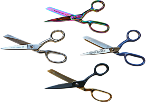 8" Leather Craft Scissors- Silver, Multi-Colored, Black & Gold, or Silver w/Blue Handle
