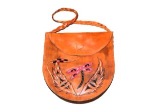 15" Drum bag with shoulder strap - butterfly and feathers front and bear on back