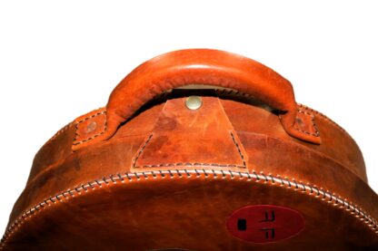 15" Drum bag with leather handle - Bear and Salmon Front with Butterfly and Feathers on back - Image 4