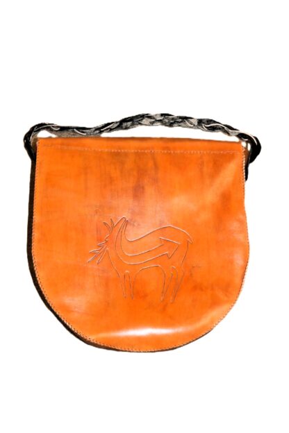 15" Drum bag with braided leather shoulder strap - Geese Front with Elk on back - Image 3