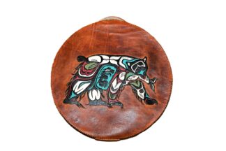 16" Drum bag with leather handle - Bear Front