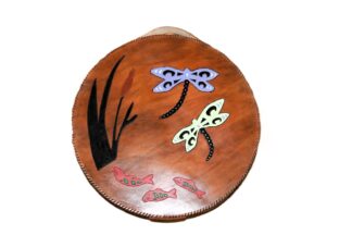 14" Drum bag with leather handle - Butterflies and Salmon