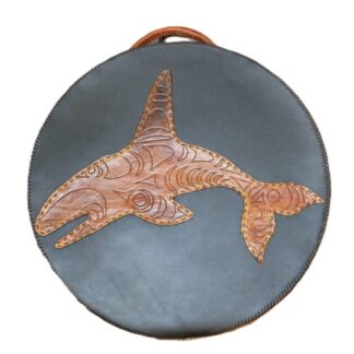 15" Drum bag with leather handle - Orca Whale on front