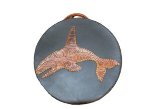 15" Drum bag with leather handle - Orca Whale on front