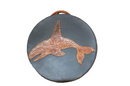 15" Drum bag with leather handle - Orca Whale on front