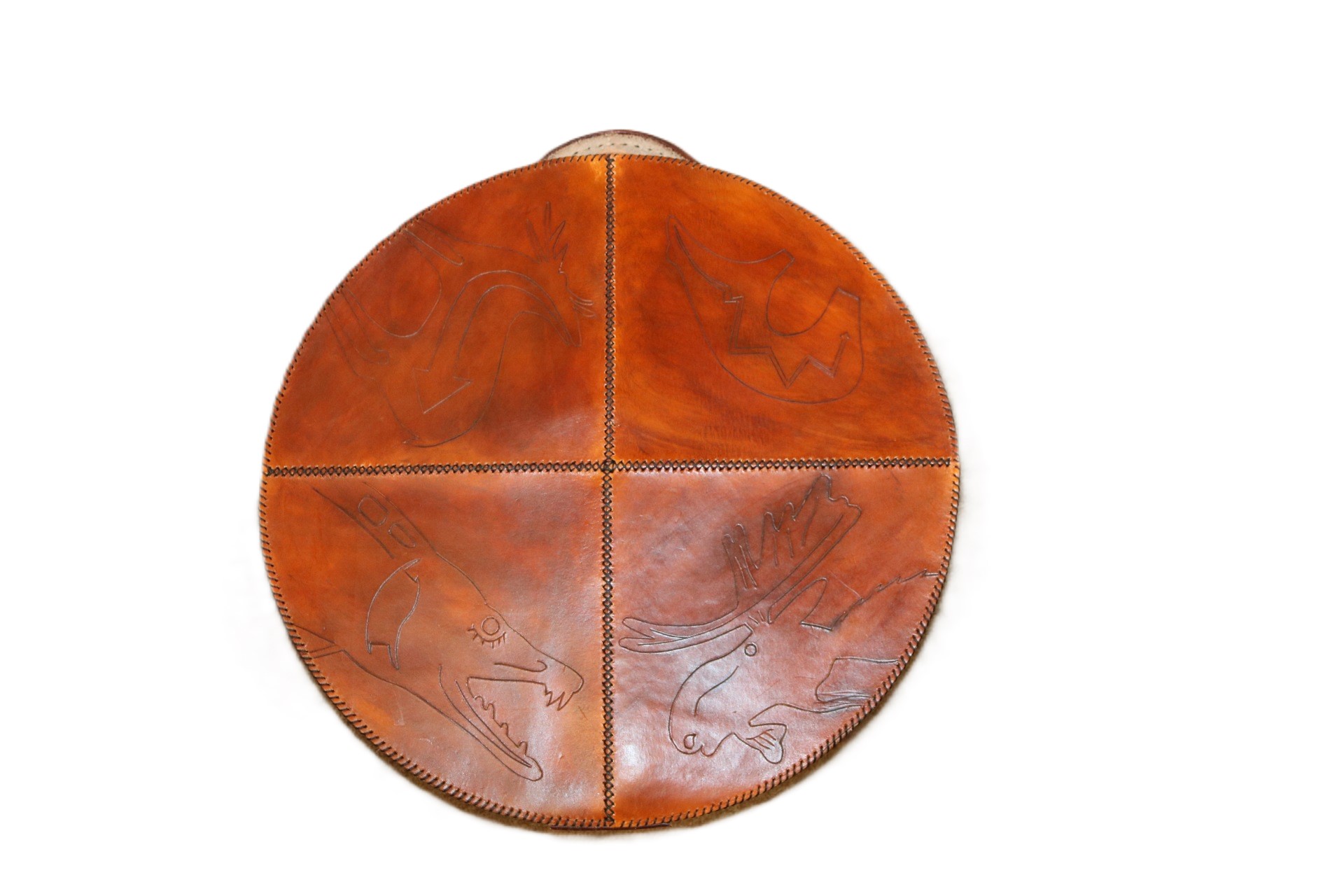 17" Drum bag with leather handle - 4 Directions front & Hummingbird back