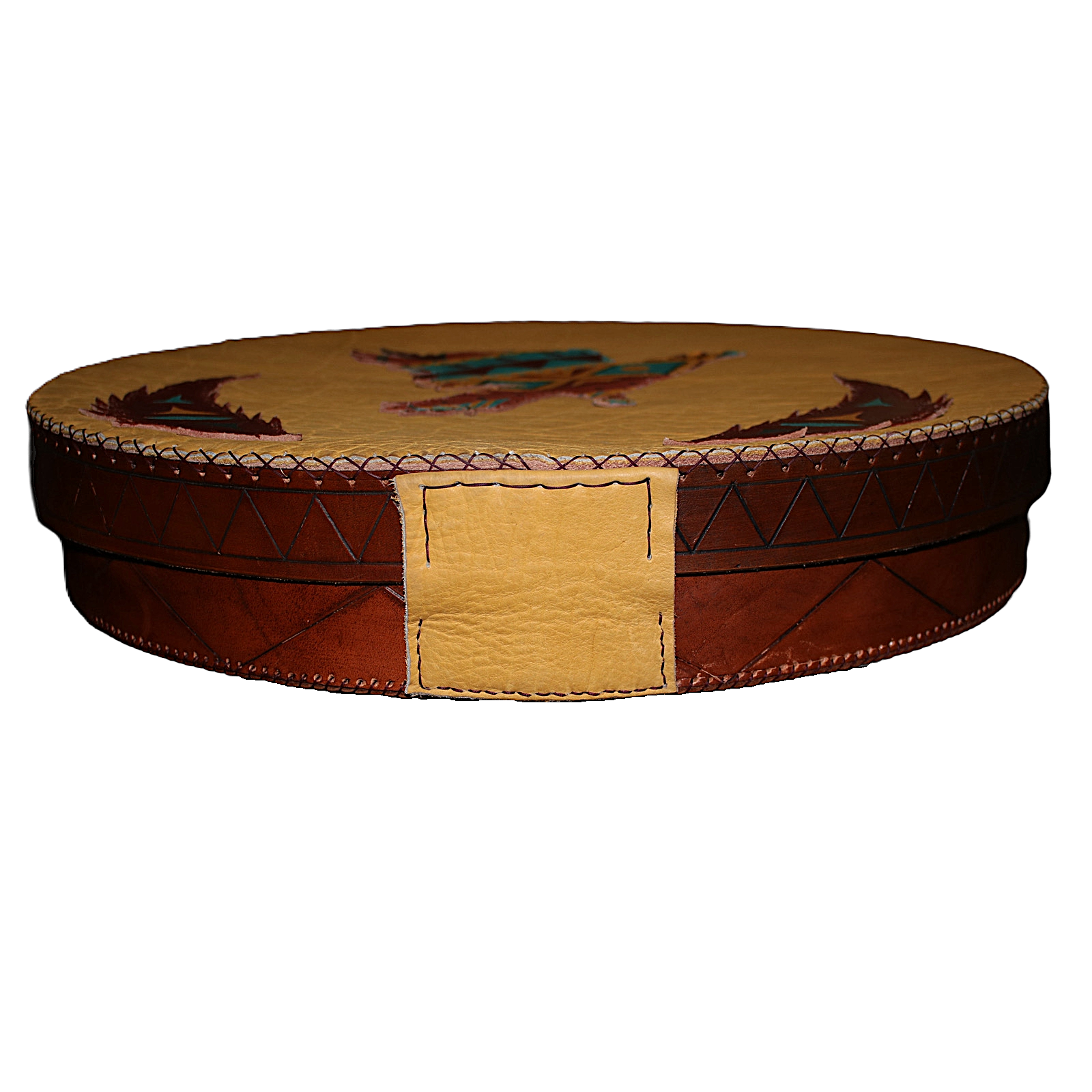 20" Drum Bag - Gold Leather Front w/ Thunderbird Design - Image 6