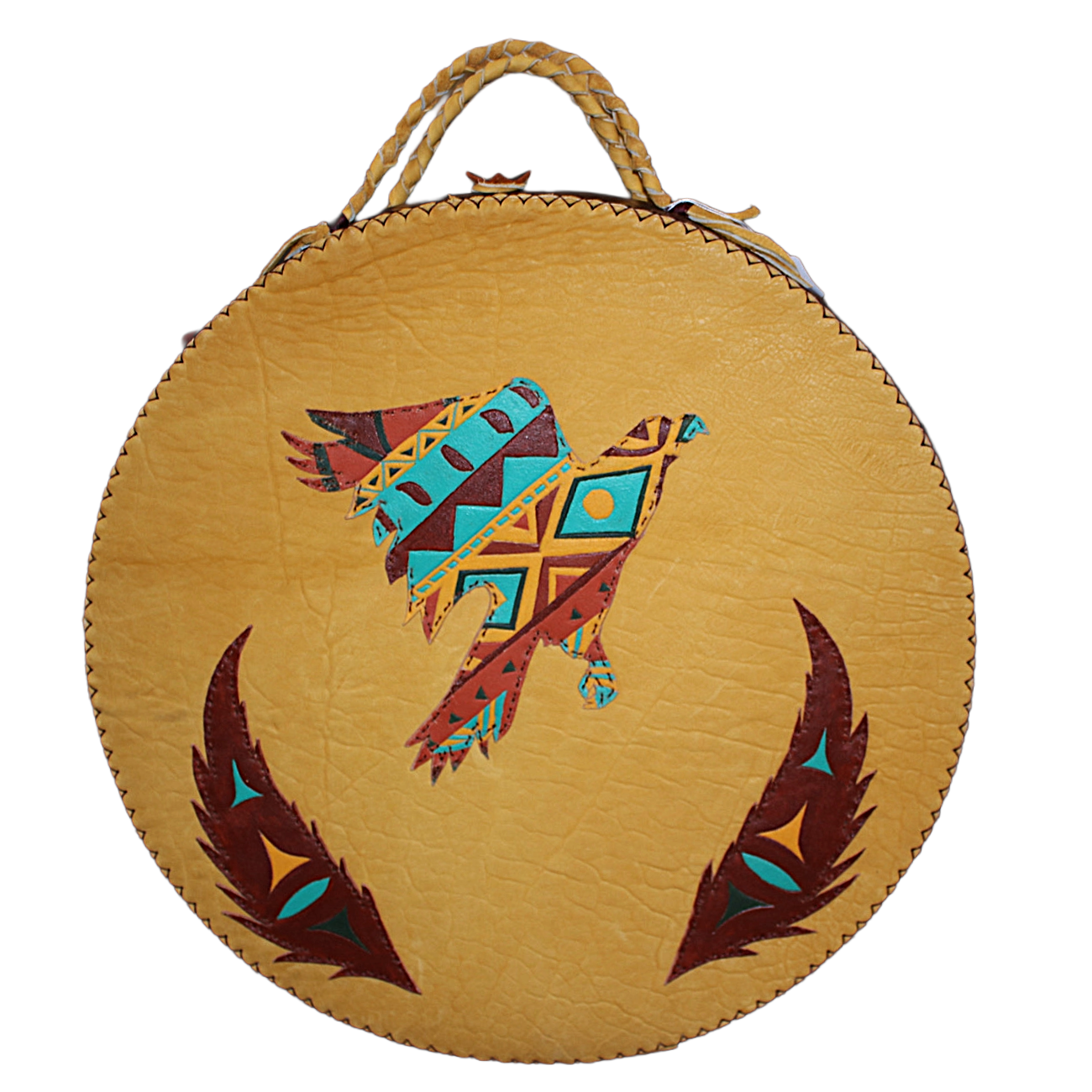 20" Drum Bag - Gold Leather Front w/ Thunderbird Design