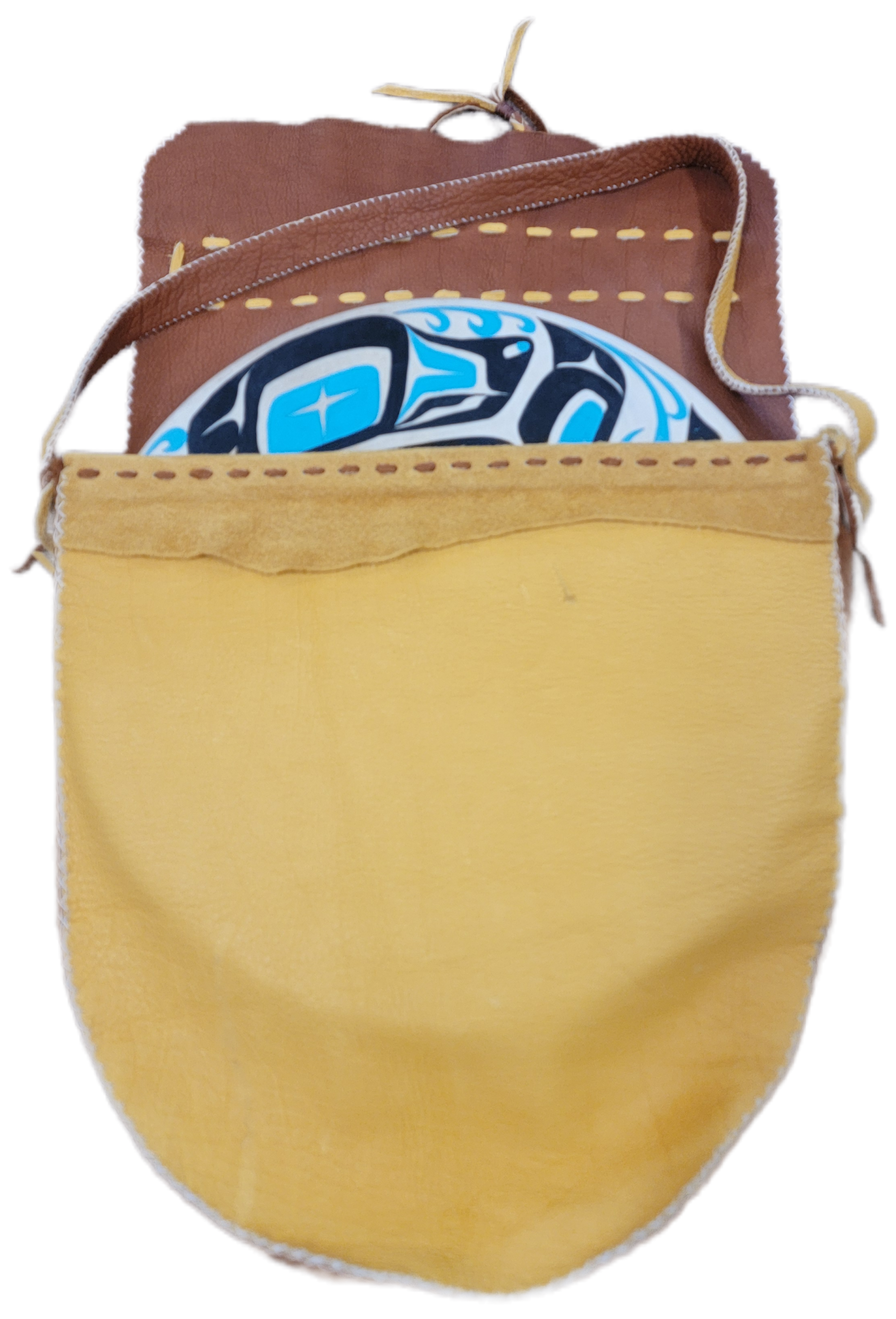 20" Satchel Drum Bag - Gold and Tobacco Leather - Image 6