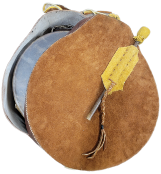 14" Inipi Drum Bag - chestnut with Suede leather handle and Suede leather top