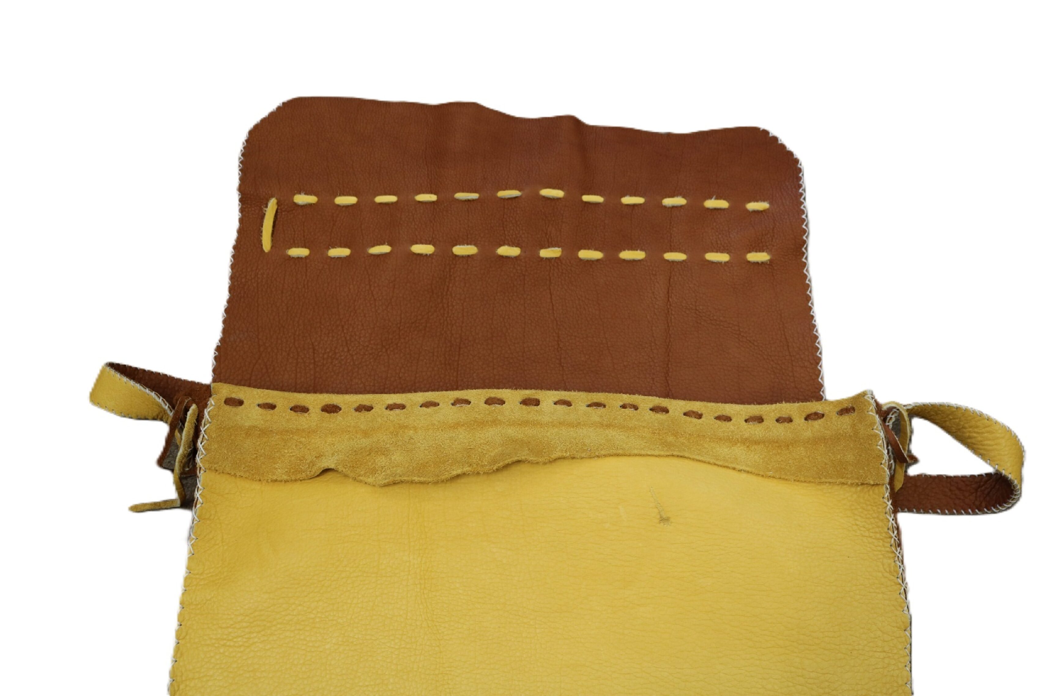 20" Satchel Drum Bag - Gold and Tobacco Leather - Image 4